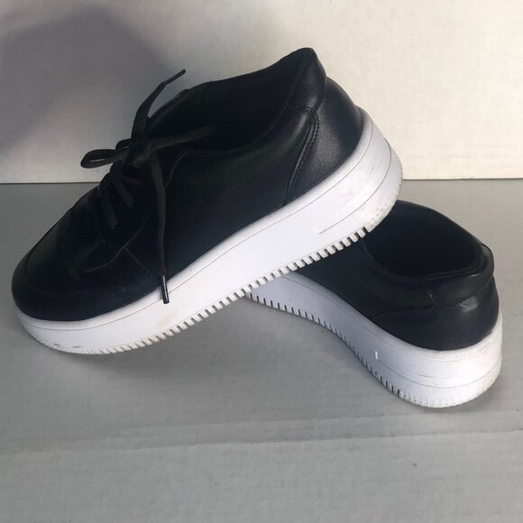 No Name Black Sneakers - Lace UP faux Leather shoes Size 8 1/2 CM 25 - Picture 5 of 8